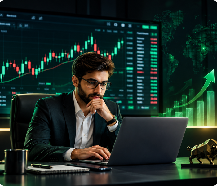 Focused Trader in Neon Markets