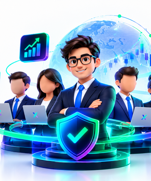 Neon Fintech Teamwork Shield